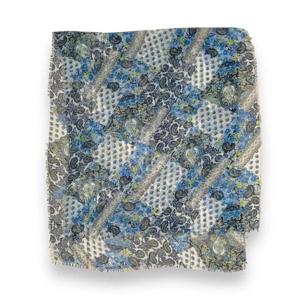 Blue Scarf 100% Viscosa Unisex Scarve Rectangular 32” X 77”